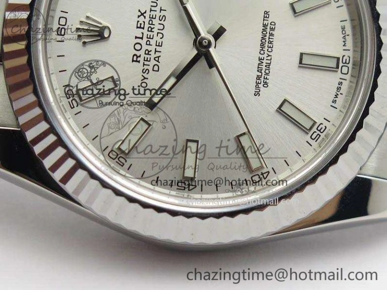 DateJust 41mm 126334 Noob 1:1 Best Edition Fluted Bezel Silver Dial On SS Oyster Bracelet A3235