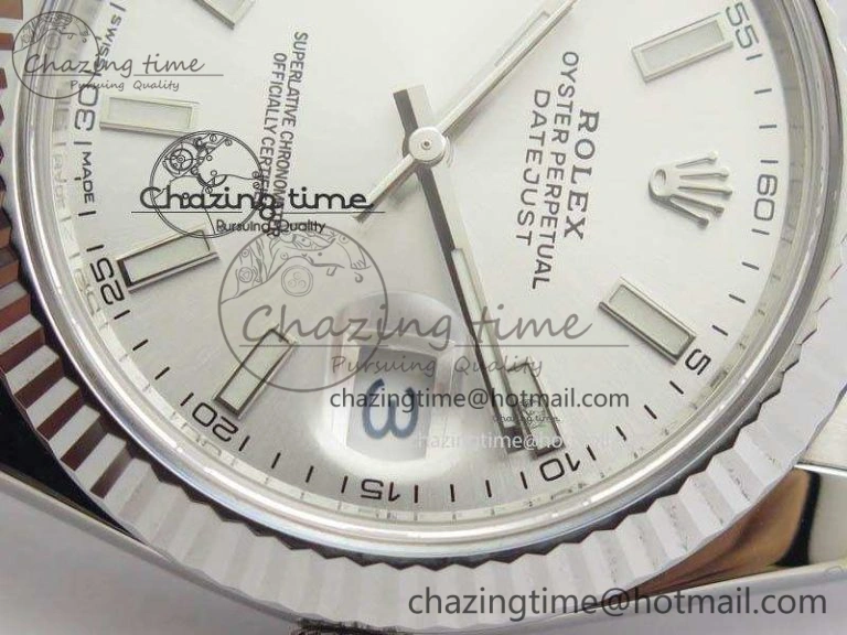 DateJust 41mm 126334 Noob 1:1 Best Edition Fluted Bezel Silver Dial On SS Oyster Bracelet A3235