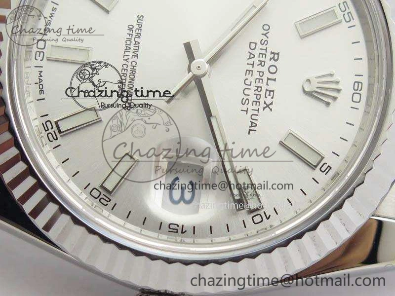 DateJust 41mm 126334 Noob 1:1 Best Edition Fluted Bezel Silver Dial On SS Oyster Bracelet A3235