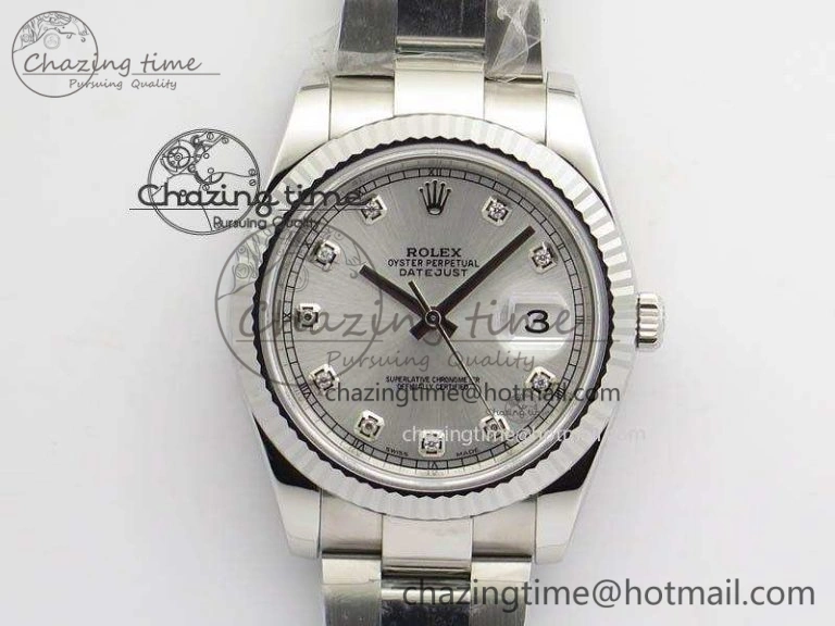 DateJust 41mm 126334 Noob 1:1 Best Edition Fluted Bezel Silver Diam Dial On SS Oyster Bracelet A3235