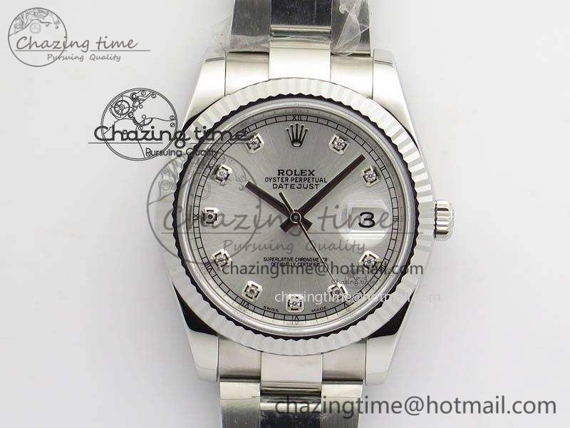 DateJust 41mm 126334 Noob 1:1 Best Edition Fluted Bezel Silver Diam Dial On SS Oyster Bracelet A3235