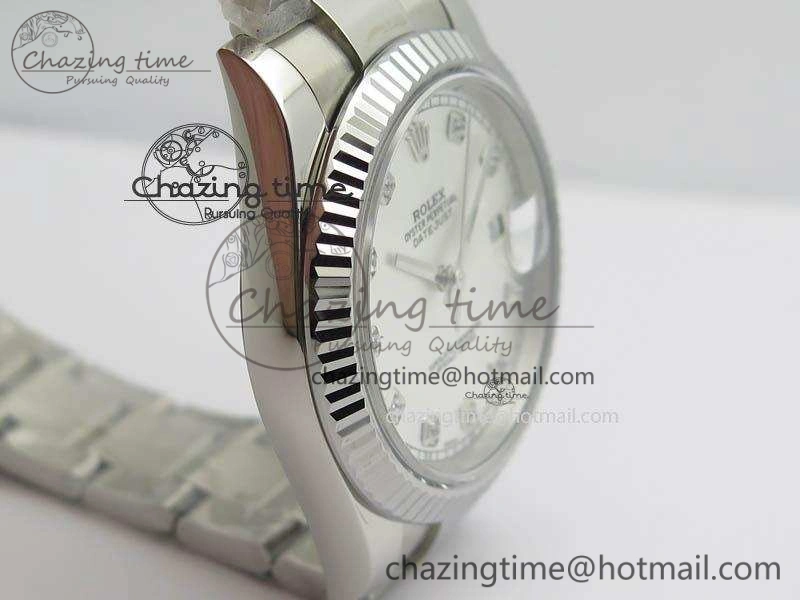 DateJust 41mm 126334 Noob 1:1 Best Edition Fluted Bezel Silver Diam Dial On SS Oyster Bracelet A3235