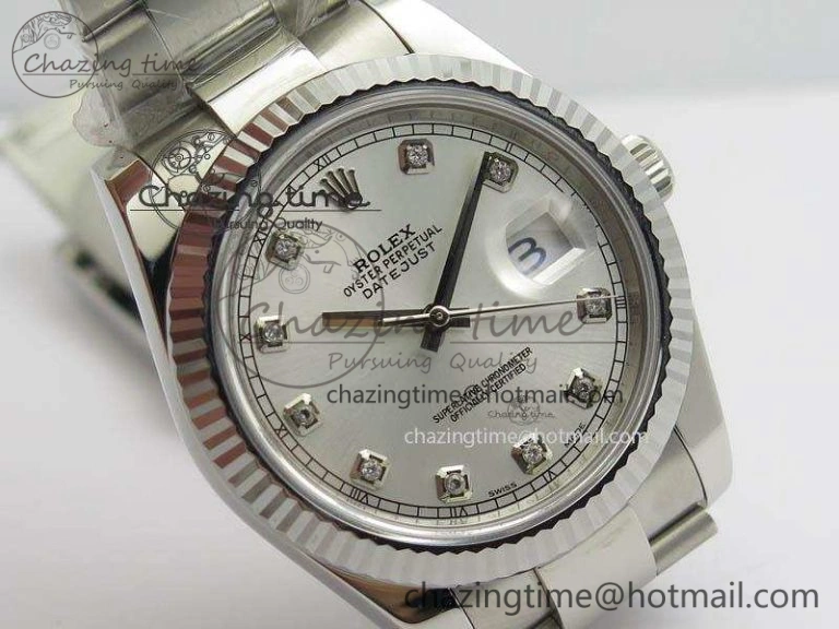 DateJust 41mm 126334 Noob 1:1 Best Edition Fluted Bezel Silver Diam Dial On SS Oyster Bracelet A3235