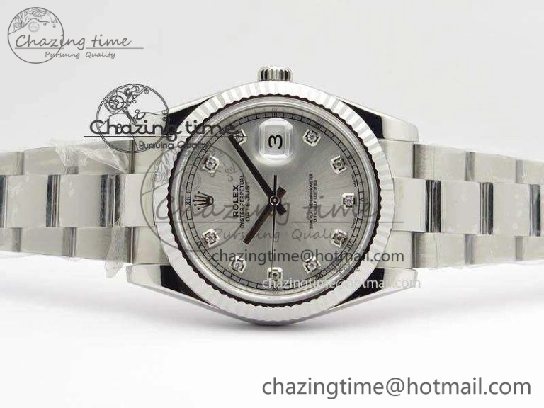 DateJust 41mm 126334 Noob 1:1 Best Edition Fluted Bezel Silver Diam Dial On SS Oyster Bracelet A3235