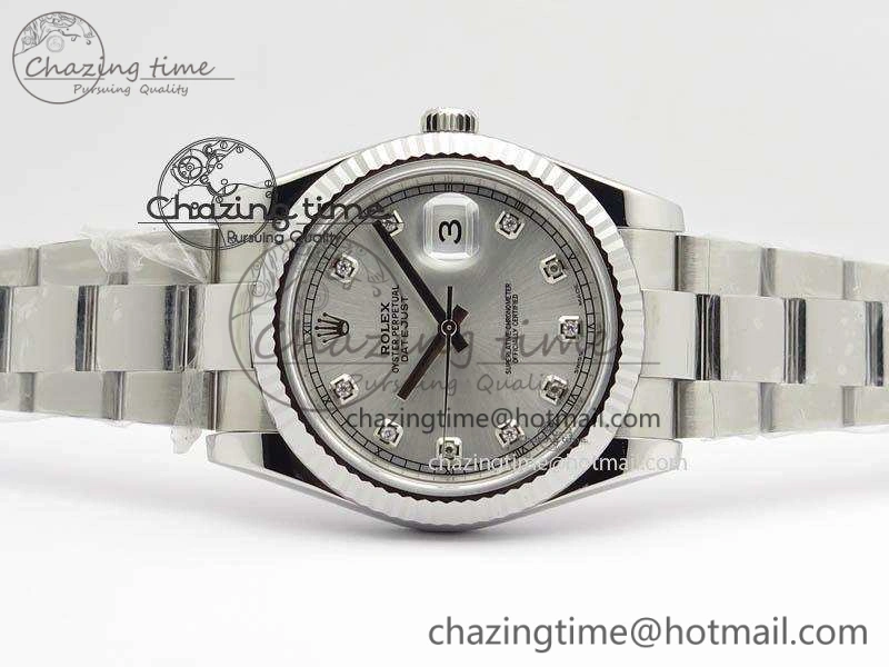 DateJust 41mm 126334 Noob 1:1 Best Edition Fluted Bezel Silver Diam Dial On SS Oyster Bracelet A3235