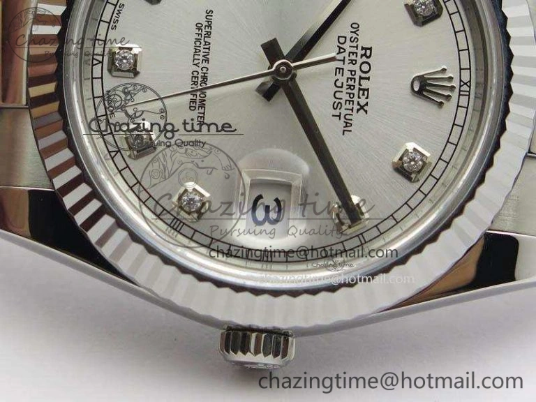 DateJust 41mm 126334 Noob 1:1 Best Edition Fluted Bezel Silver Diam Dial On SS Oyster Bracelet A3235