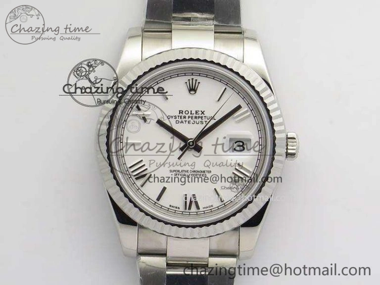 DateJust 41mm 126334 Noob 1:1 Best Edition Fluted Bezel White Roman Dial On SS Oyster Bracelet A3235