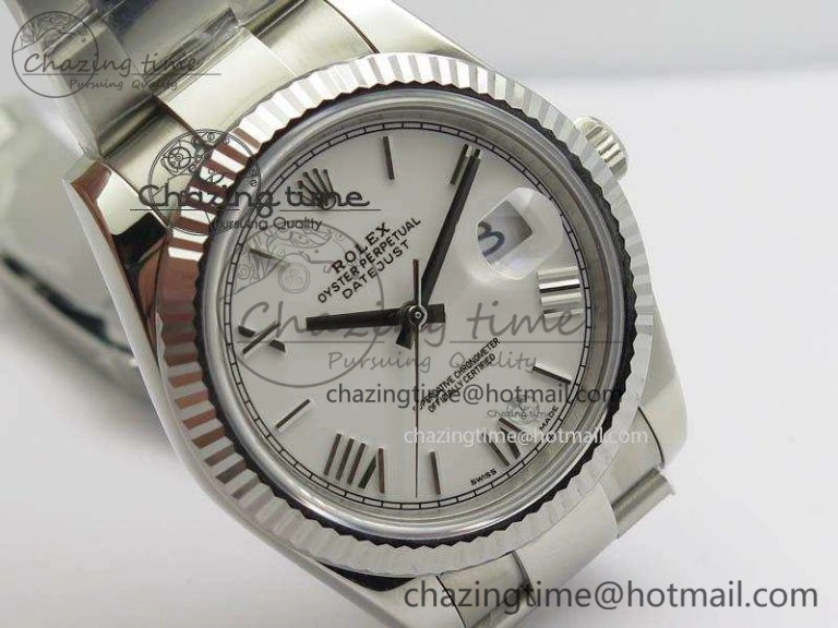 DateJust 41mm 126334 Noob 1:1 Best Edition Fluted Bezel White Roman Dial On SS Oyster Bracelet A3235