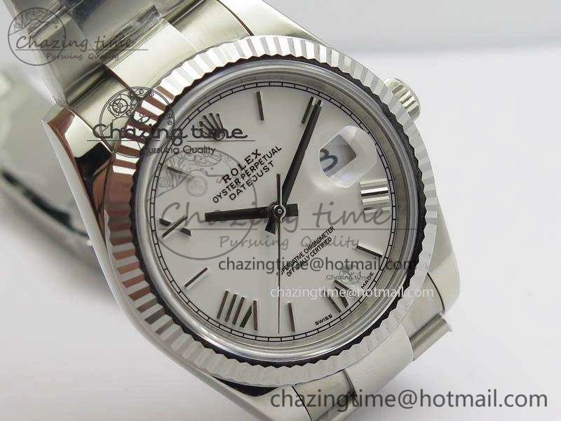 DateJust 41mm 126334 Noob 1:1 Best Edition Fluted Bezel White Roman Dial On SS Oyster Bracelet A3235