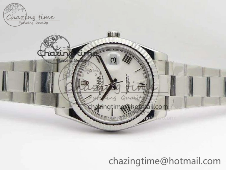 DateJust 41mm 126334 Noob 1:1 Best Edition Fluted Bezel White Roman Dial On SS Oyster Bracelet A3235