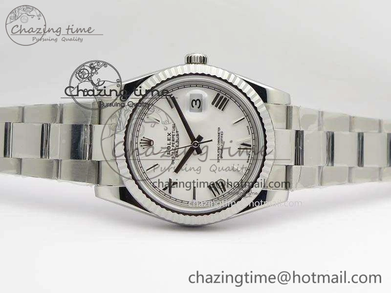 DateJust 41mm 126334 Noob 1:1 Best Edition Fluted Bezel White Roman Dial On SS Oyster Bracelet A3235