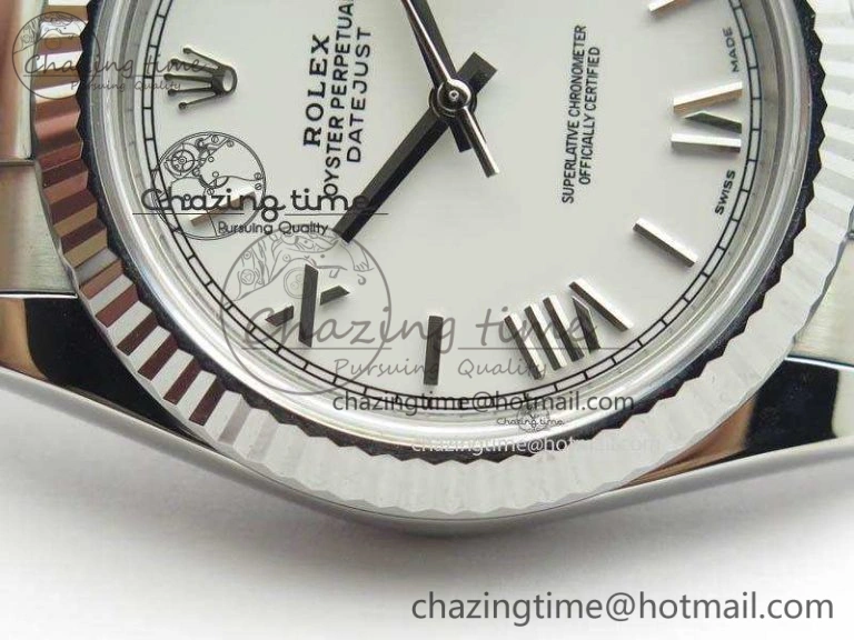 DateJust 41mm 126334 Noob 1:1 Best Edition Fluted Bezel White Roman Dial On SS Oyster Bracelet A3235