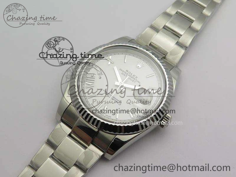 DateJust 41mm 126334 Noob 1:1 Best Edition Fluted Bezel White Roman Dial On SS Oyster Bracelet A3235
