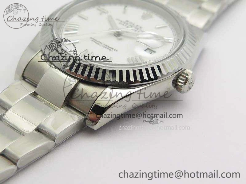 DateJust 41mm 126334 Noob 1:1 Best Edition Fluted Bezel White Roman Dial On SS Oyster Bracelet A3235