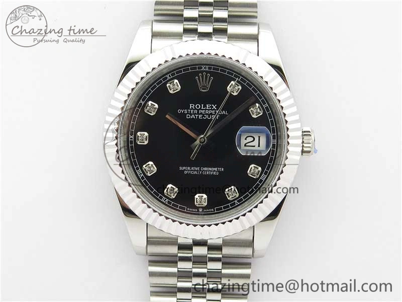 DateJust 41mm 126334 SS BP Maker 1:1 Best Edition New Version Black Crystal Dial on Jubilee Bracelet