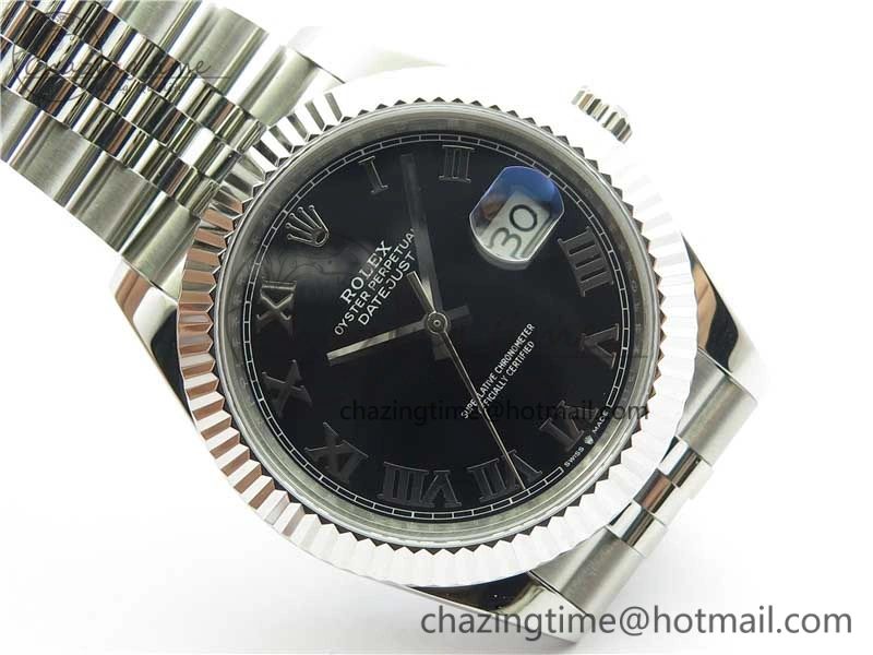 DateJust 41mm 126334 SS BP Maker 1:1 Best Edition New Version Black Roman Dial on Jubilee Bracelet