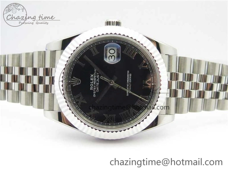 DateJust 41mm 126334 SS BP Maker 1:1 Best Edition New Version Black Roman Dial on Jubilee Bracelet