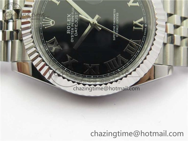 DateJust 41mm 126334 SS BP Maker 1:1 Best Edition New Version Black Roman Dial on Jubilee Bracelet