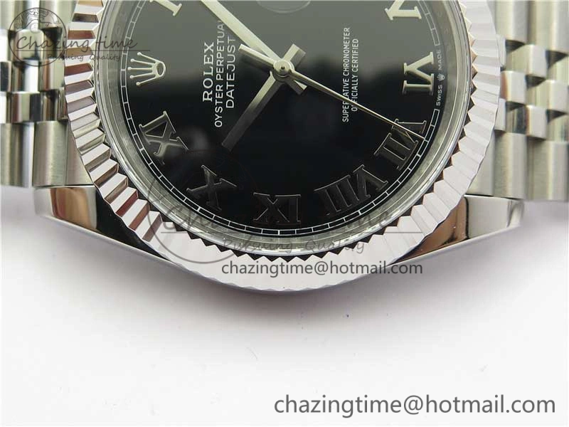 DateJust 41mm 126334 SS BP Maker 1:1 Best Edition New Version Black Roman Dial on Jubilee Bracelet