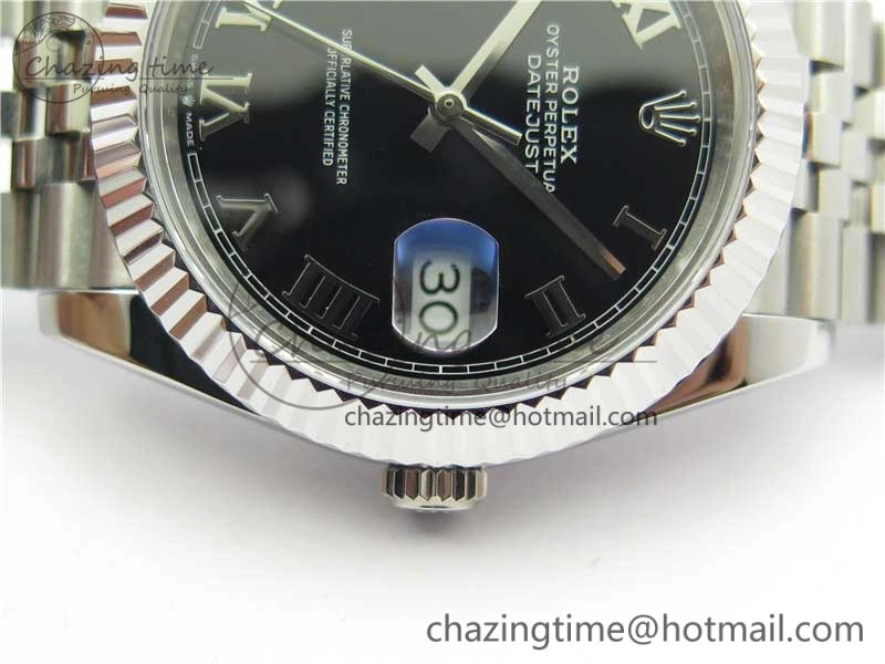 DateJust 41mm 126334 SS BP Maker 1:1 Best Edition New Version Black Roman Dial on Jubilee Bracelet