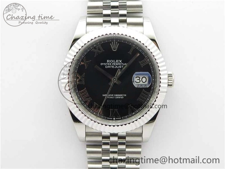 DateJust 41mm 126334 SS BP Maker 1:1 Best Edition New Version Black Roman Dial on Jubilee Bracelet