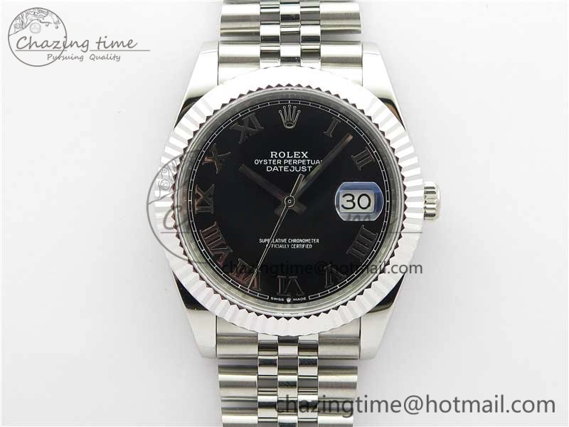 DateJust 41mm 126334 SS BP Maker 1:1 Best Edition New Version Black Roman Dial on Jubilee Bracelet