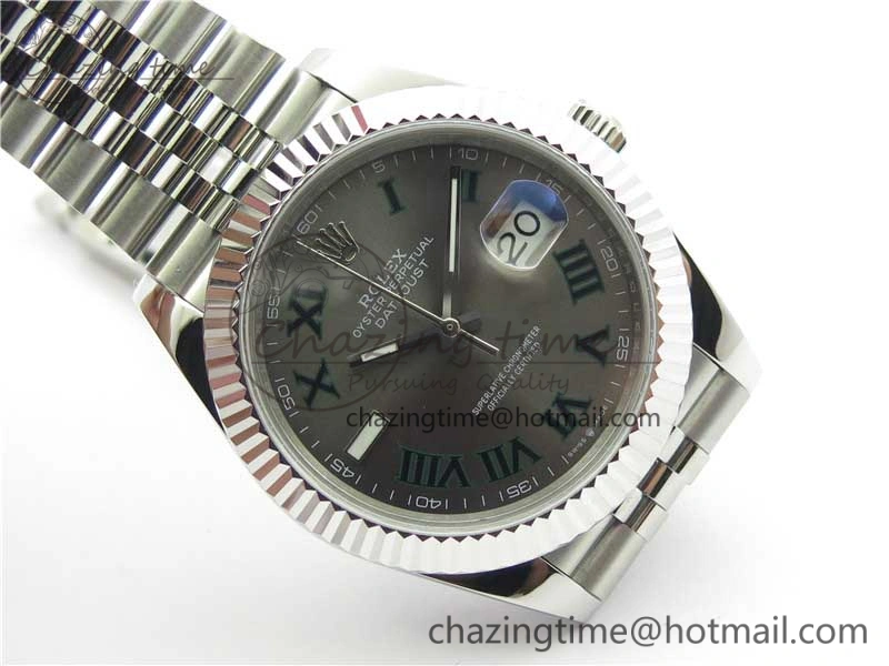 DateJust 41mm 126334 SS BP Maker 1:1 Best Edition New Version Gray Green Roman Dial on Jubilee Bracelet