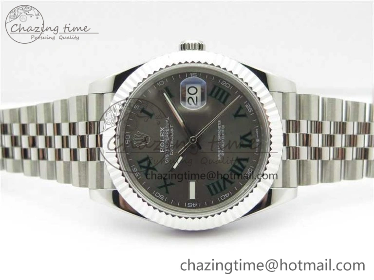 DateJust 41mm 126334 SS BP Maker 1:1 Best Edition New Version Gray Green Roman Dial on Jubilee Bracelet