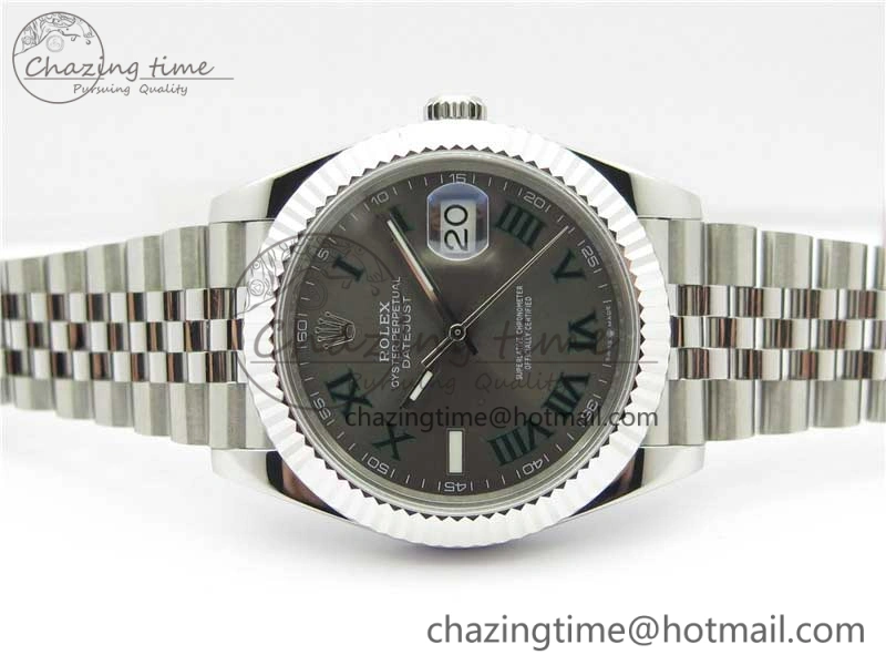 DateJust 41mm 126334 SS BP Maker 1:1 Best Edition New Version Gray Green Roman Dial on Jubilee Bracelet