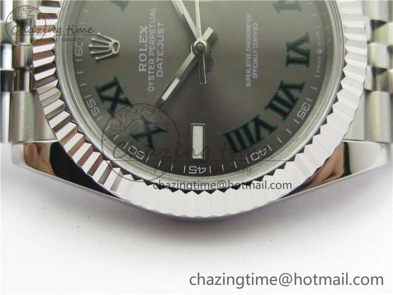 DateJust 41mm 126334 SS BP Maker 1:1 Best Edition New Version Gray Green Roman Dial on Jubilee Bracelet
