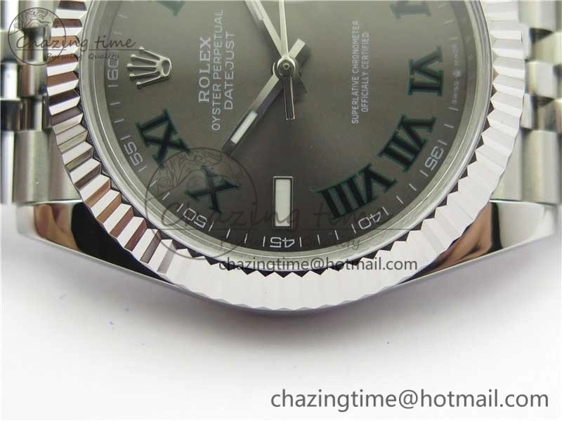 DateJust 41mm 126334 SS BP Maker 1:1 Best Edition New Version Gray Green Roman Dial on Jubilee Bracelet