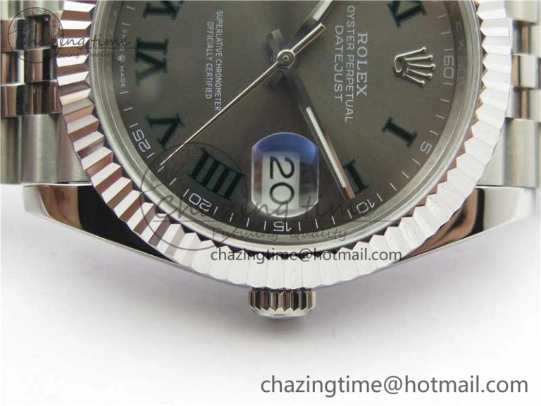 DateJust 41mm 126334 SS BP Maker 1:1 Best Edition New Version Gray Green Roman Dial on Jubilee Bracelet