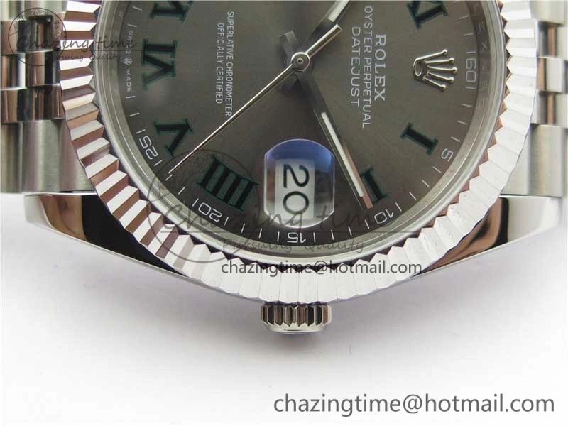 DateJust 41mm 126334 SS BP Maker 1:1 Best Edition New Version Gray Green Roman Dial on Jubilee Bracelet