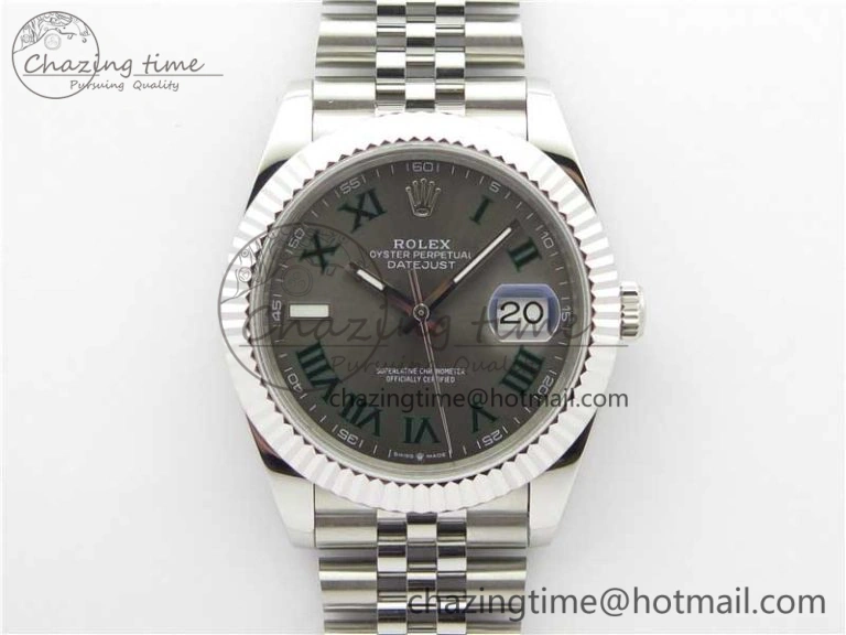 DateJust 41mm 126334 SS BP Maker 1:1 Best Edition New Version Gray Green Roman Dial on Jubilee Bracelet