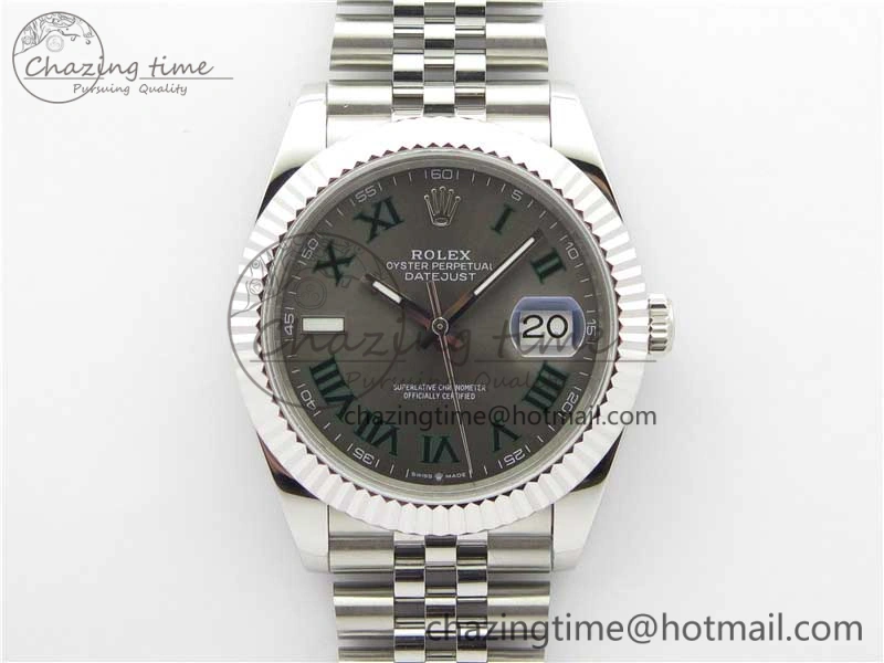 DateJust 41mm 126334 SS BP Maker 1:1 Best Edition New Version Gray Green Roman Dial on Jubilee Bracelet