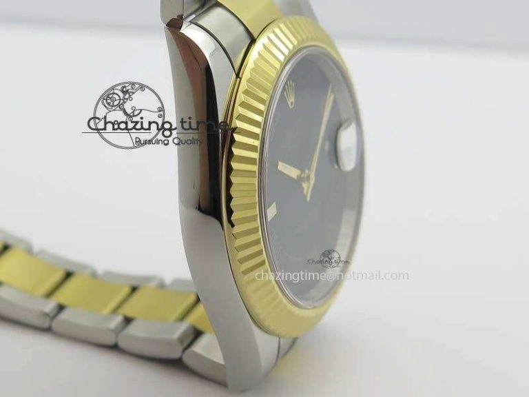 DateJust II 116333 SS YG 41mm EW Best Edition Black Dial Black Roman Markers On SS Bracelet A3136