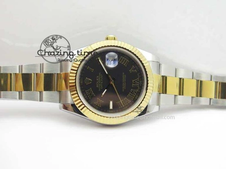 DateJust II 116333 SS YG 41mm EW Best Edition Black Dial Black Roman Markers On SS Bracelet A3136
