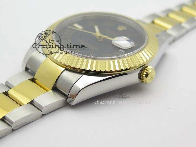 DateJust II 116333 SS YG 41mm EW Best Edition Black Dial Black Roman Markers On SS Bracelet A3136