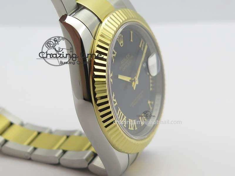 DateJust II 116333 SS YG 41mm EW Best Edition Black Dial Gold Roman Markers On SS Bracelet A3136