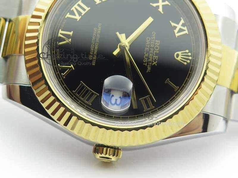 DateJust II 116333 SS YG 41mm EW Best Edition Black Dial Gold Roman Markers On SS Bracelet A3136