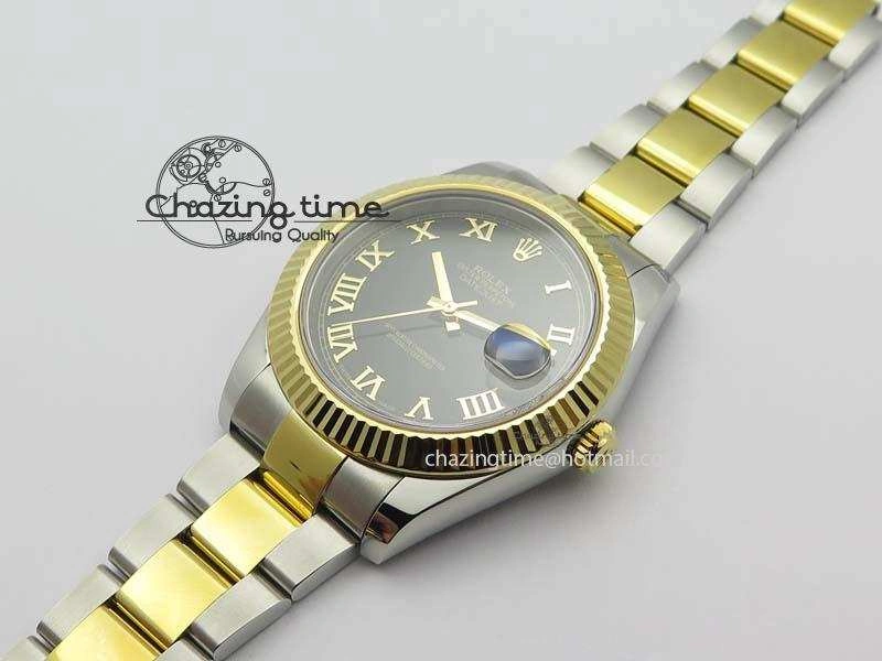 DateJust II 116333 SS YG 41mm EW Best Edition Black Dial Gold Roman Markers On SS Bracelet A3136