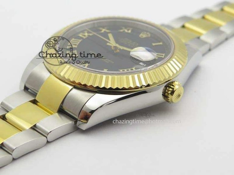 DateJust II 116333 SS YG 41mm EW Best Edition Black Dial Gold Roman Markers On SS Bracelet A3136