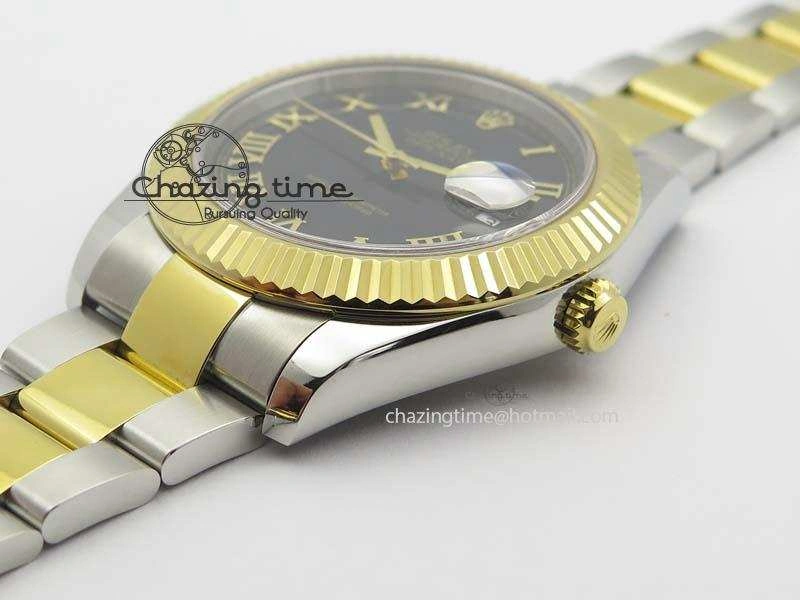 DateJust II 116333 SS YG 41mm EW Best Edition Black Dial Gold Roman Markers On SS Bracelet A3136