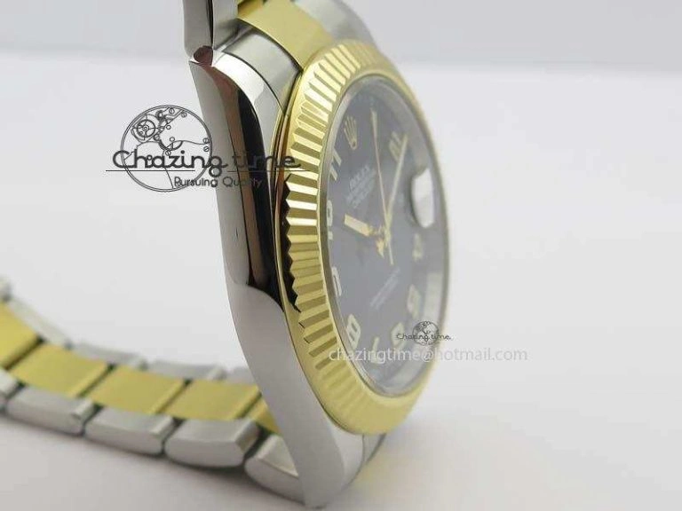 DateJust II 116333 SS YG 41mm EW Best Edition Black Dial Numeral Markers On SS Bracelet A3136