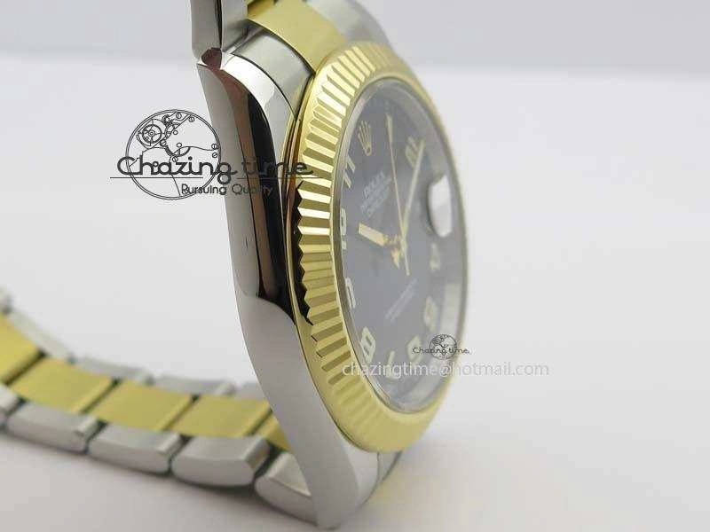 DateJust II 116333 SS YG 41mm EW Best Edition Black Dial Numeral Markers On SS Bracelet A3136