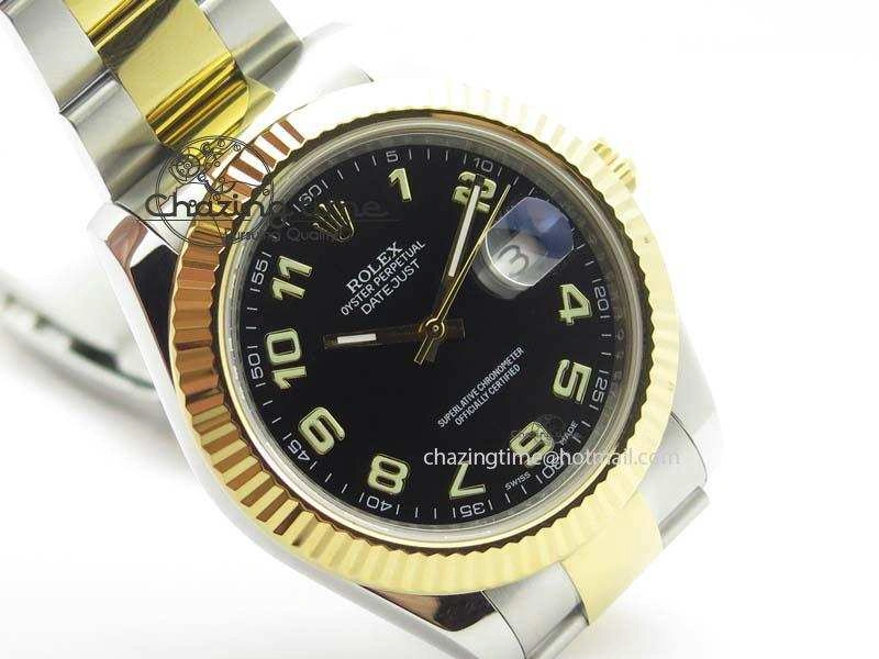 DateJust II 116333 SS YG 41mm EW Best Edition Black Dial Numeral Markers On SS Bracelet A3136