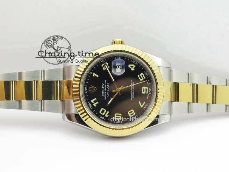 DateJust II 116333 SS YG 41mm EW Best Edition Black Dial Numeral Markers On SS Bracelet A3136