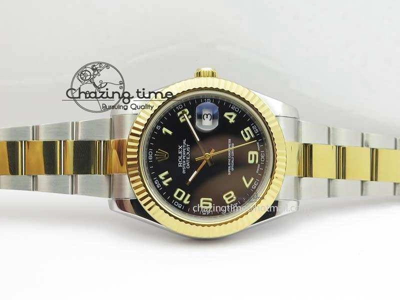 DateJust II 116333 SS YG 41mm EW Best Edition Black Dial Numeral Markers On SS Bracelet A3136