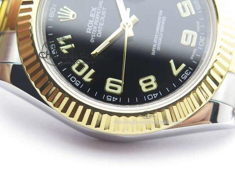 DateJust II 116333 SS YG 41mm EW Best Edition Black Dial Numeral Markers On SS Bracelet A3136