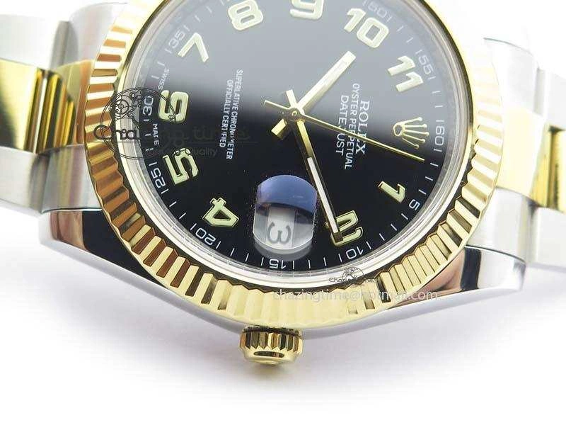 DateJust II 116333 SS YG 41mm EW Best Edition Black Dial Numeral Markers On SS Bracelet A3136